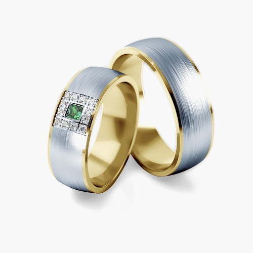 Obrączki ślubne: dwukolorowe złoto, okrągłe, 6,6 mm